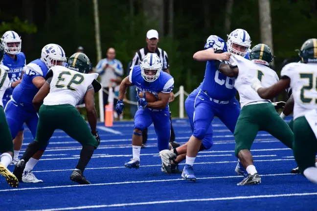 More than 2,000 fans came out to Blue Storm Stadium for UNE's first home football game